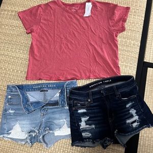 AE 2 Jean Shorts and T-Shirt Bundle